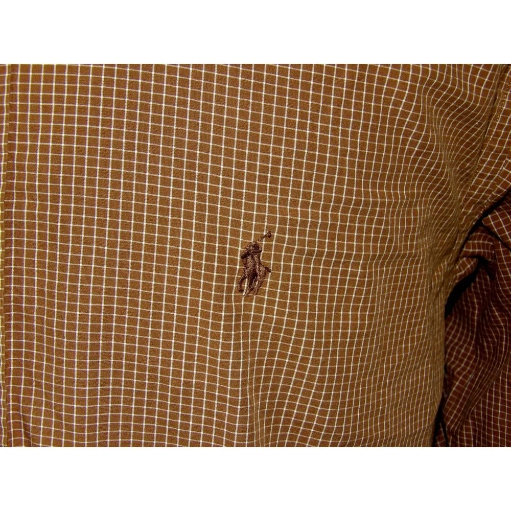 Polo Ralph Lauren BLAKE Long Sleeved Brown Check Button Up Shirt Men's XL